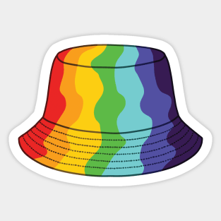 Wavy rainbow bucket hat Sticker